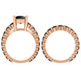 5.25 Carat (ctw) 10K Rose Gold Round Cut Black Diamond Ladies Bridal Engagement Ring With Matching Band Set