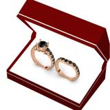 5.25 Carat (ctw) 10K Rose Gold Round Cut Black Diamond Ladies Bridal Engagement Ring With Matching Band Set