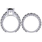 5.25 Carat (ctw) 18K White Gold Round Cut Black Diamond Ladies Bridal Engagement Ring With Matching Band Set