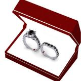 5.25 Carat (ctw) 18K White Gold Round Cut Black Diamond Ladies Bridal Engagement Ring With Matching Band Set