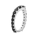 1.25 Carat (ctw) 18K White Gold Round Black Diamond Ladies Anniversary Stackable Wedding Band 1 1/4 CT