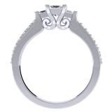 0.85 Carat (ctw) 10K White Gold Princess & Round Cut Diamond Ladies Bridal 3 Stone Engagement Ring