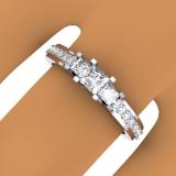 0.85 Carat (ctw) 10K White Gold Princess & Round Cut Diamond Ladies Bridal 3 Stone Engagement Ring