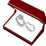 1.40 Carat (ctw) 14K White Gold Princess & Round Cut Diamond Ladies Twisted Split Shank Bridal Halo Engagement Ring With Matching Band Set