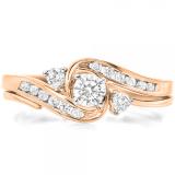 0.50 Carat (ctw) 18K Rose Gold Round Cut Diamond Ladies Bridal Swirl Engagement Ring With Matching Band Set 1/2 CT
