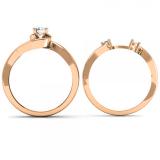 0.50 Carat (ctw) 18K Rose Gold Round Cut Diamond Ladies Bridal Swirl Engagement Ring With Matching Band Set 1/2 CT