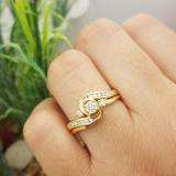 0.50 Carat (ctw) 18K Yellow Gold Round Cut Diamond Ladies Bridal Swirl Engagement Ring With Matching Band Set 1/2 CT