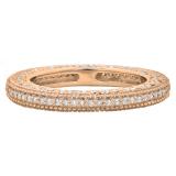 0.50 Carat (ctw) 10K Rose Gold Round Cut Diamond Ladies Milgrain Anniversary Wedding Stackable Band 1/2 CT
