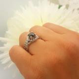 1.60 Carat (ctw) 10K White Gold Round Black & White Diamond Ladies Halo Style Bridal Engagement Ring Matching Band Set
