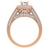 1.00 Carat (ctw) 14K Rose Gold Round Diamond Ladies Bridal Vintage Halo Style Engagement Ring 1 CT