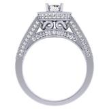 1.00 Carat (ctw) 14K White Gold Round Diamond Ladies Bridal Vintage Halo Style Engagement Ring 1 CT