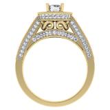 1.00 Carat (ctw) 14K Yellow Gold Round Diamond Ladies Bridal Vintage Halo Style Engagement Ring 1 CT