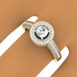 1.00 Carat (ctw) 14K Yellow Gold Round Diamond Ladies Bridal Vintage Halo Style Engagement Ring 1 CT