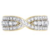 1.00 Carat (ctw) 10K Yellow Gold Round White Diamond Ladies Swirl Wedding Anniversary Band Ring 1 CT