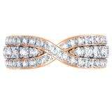 1.00 Carat (ctw) 14K Rose Gold Round White Diamond Ladies Swirl Wedding Anniversary Band Ring 1 CT