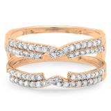 0.50 Carat (ctw) 10K Rose Gold Round Diamond Ladies Anniversary Wedding Band Enhancer Swirl Double Guard Ring  1/2 CT
