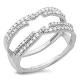 0.50 Carat (ctw) 10K White Gold Round Diamond Ladies Anniversary Wedding Band Enhancer Swirl Double Guard Ring  1/2 CT
