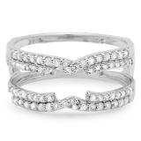 0.50 Carat (ctw) 10K White Gold Round Diamond Ladies Anniversary Wedding Band Enhancer Swirl Double Guard Ring  1/2 CT