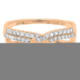 0.50 Carat (ctw) 14K Rose Gold Round Diamond Ladies Anniversary Wedding Band Enhancer Swirl Double Guard Ring  1/2 CT