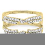 0.50 Carat (ctw) 14K Yellow Gold Round Diamond Ladies Anniversary Wedding Band Enhancer Swirl Double Guard Ring  1/2 CT