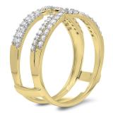 0.50 Carat (ctw) 18K Yellow Gold Round Diamond Ladies Anniversary Wedding Band Enhancer Swirl Double Guard Ring  1/2 CT