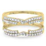 0.50 Carat (ctw) 18K Yellow Gold Round Diamond Ladies Anniversary Wedding Band Enhancer Swirl Double Guard Ring  1/2 CT