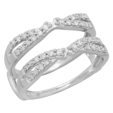 0.50 Carat (ctw) 18K White Gold Round Diamond Ladies Anniversary Wedding Band Enhancer Swirl Double Guard Ring  1/2 CT