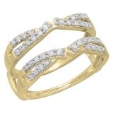 0.50 Carat (ctw) 18K Yellow Gold Round Diamond Ladies Anniversary Wedding Band Enhancer Swirl Double Guard Ring  1/2 CT