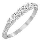 0.50 Carat (ctw) 10K White Gold Round White Diamond Ladies 5 Stone Anniversary Wedding Band Stackable Ring 1/2 CT