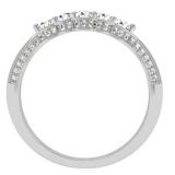 0.50 Carat (ctw) 14K White Gold Round White Diamond Ladies 5 Stone Anniversary Wedding Band Stackable Ring 1/2 CT