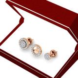 0.50 Carat (ctw) 14K Rose Gold Round Diamond Ladies Halo Style Stud Earrings With Removable Jackets 1/2 CT