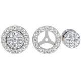 0.50 Carat (ctw) 18K White Gold Round Diamond Ladies Halo Style Stud Earrings With Removable Jackets 1/2 CT