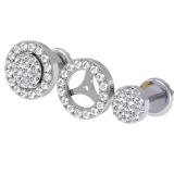 0.50 Carat (ctw) 18K White Gold Round Diamond Ladies Halo Style Stud Earrings With Removable Jackets 1/2 CT