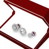 0.50 Carat (ctw) 18K White Gold Round Diamond Ladies Halo Style Stud Earrings With Removable Jackets 1/2 CT