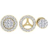 0.50 Carat (ctw) 18K Yellow Gold Round Diamond Ladies Halo Style Stud Earrings With Removable Jackets 1/2 CT