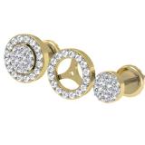 0.50 Carat (ctw) 18K Yellow Gold Round Diamond Ladies Halo Style Stud Earrings With Removable Jackets 1/2 CT
