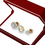 0.50 Carat (ctw) 18K Yellow Gold Round Diamond Ladies Halo Style Stud Earrings With Removable Jackets 1/2 CT