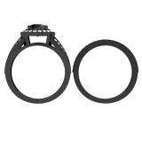 2.25 Carat (ctw) Black Rhodium Plated 14K White Gold Round White & Black Diamond Ladies Split Shank Halo Style Bridal Engagement Ring Set With Matching Band