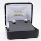 0.50 Carat (ctw) 18K Rose Gold Round Cut Diamond Ladies Square Frame Halo Stud Earrings 1/2 CT