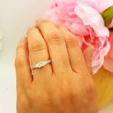 0.90 Carat (ctw) 18K White Gold Princess & Round Cut Diamond Ladies Bridal 3 Stone Engagement Ring