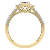 0.90 Carat (ctw) 18K Yellow Gold Princess & Round Cut Diamond Ladies Bridal 3 Stone Engagement Ring
