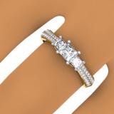 0.90 Carat (ctw) 18K Yellow Gold Princess & Round Cut Diamond Ladies Bridal 3 Stone Engagement Ring