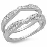 0.33 Carat (ctw) 14K White Gold Round Cut Diamond Ladies Anniversary Wedding Band Enhancer Guard Double Chevron Ring 1/3 CT