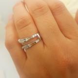 0.33 Carat (ctw) 14K White Gold Round Cut Diamond Ladies Anniversary Wedding Band Enhancer Guard Double Chevron Ring 1/3 CT