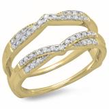 0.33 Carat (ctw) 14K Yellow Gold Round Cut Diamond Ladies Anniversary Wedding Band Enhancer Guard Double Chevron Ring 1/3 CT