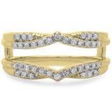 0.33 Carat (ctw) 14K Yellow Gold Round Cut Diamond Ladies Anniversary Wedding Band Enhancer Guard Double Chevron Ring 1/3 CT