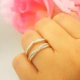 0.33 Carat (ctw) 14K Yellow Gold Round Cut Diamond Ladies Anniversary Wedding Band Enhancer Guard Double Chevron Ring 1/3 CT