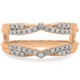 0.33 Carat (ctw) 18K Rose Gold Round Cut Diamond Ladies Anniversary Wedding Band Enhancer Guard Double Chevron Ring 1/3 CT