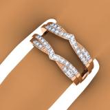 0.33 Carat (ctw) 18K Rose Gold Round Cut Diamond Ladies Anniversary Wedding Band Enhancer Guard Double Chevron Ring 1/3 CT