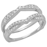 0.33 Carat (ctw) 18K White Gold Round Cut Diamond Ladies Anniversary Wedding Band Enhancer Guard Double Chevron Ring 1/3 CT